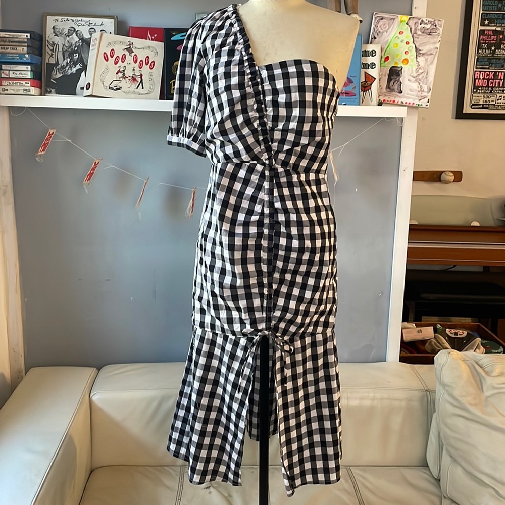 SHILLA Plaid one shoulder Dress S
